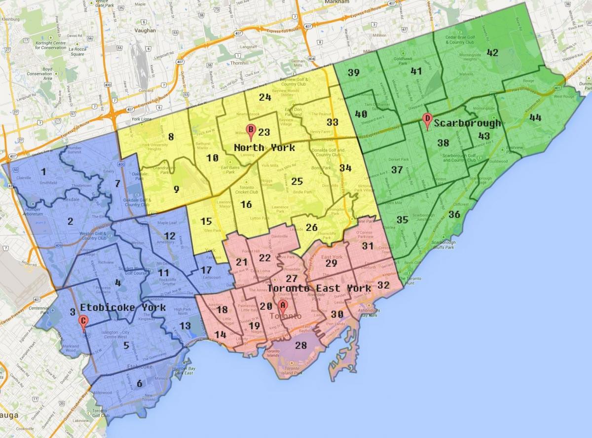 Kaart Toronto Linna Piir