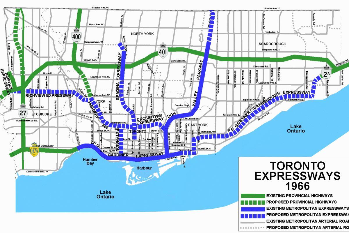 Kaart Toronto maanteed