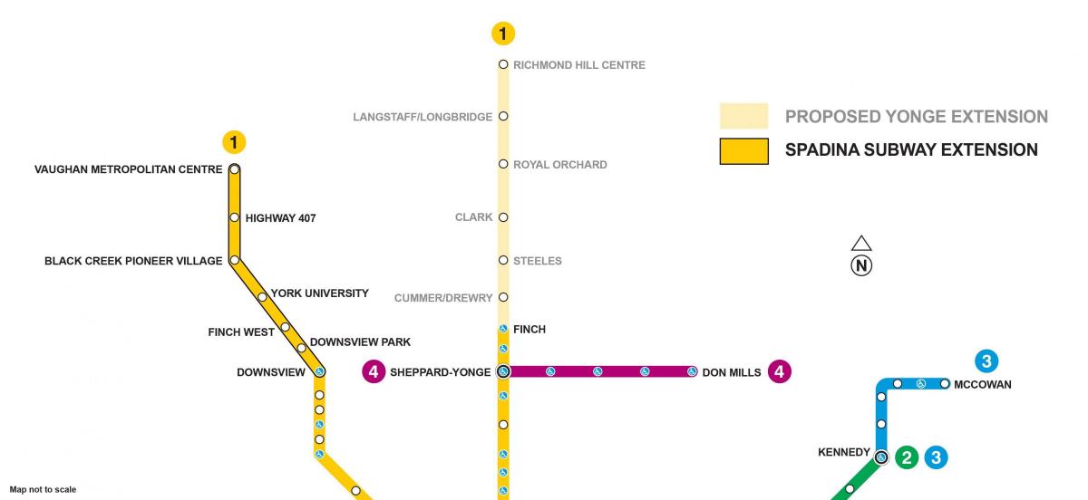 Kaart Toronto metroo pikendamine