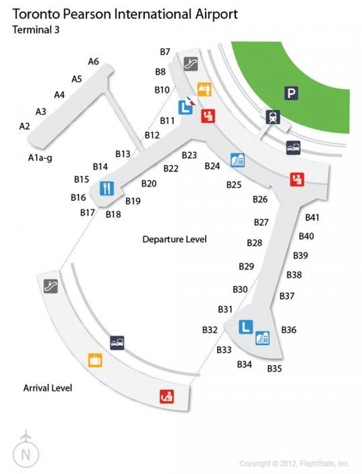 Kaart Toronto Pearson International airport terminal 3