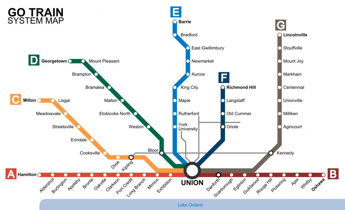 Kaart Toronto rongid Lähevad Transiidi
