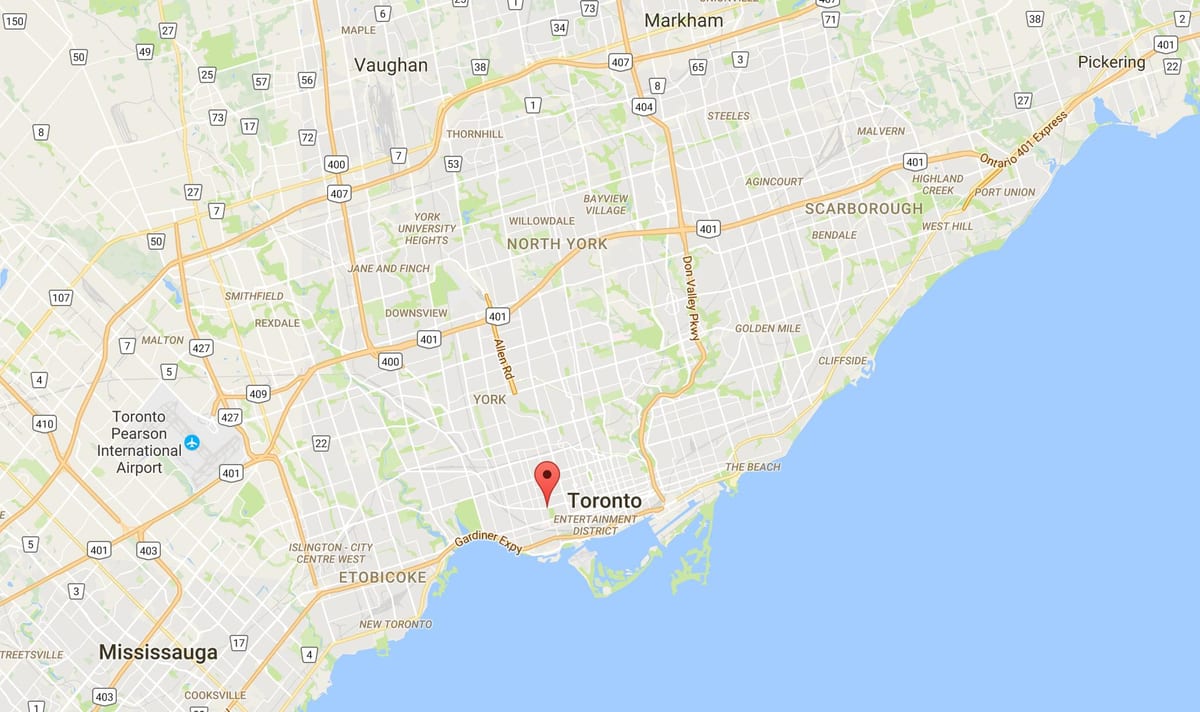 Kaart Trinity–Bellwoods linnaosa Toronto