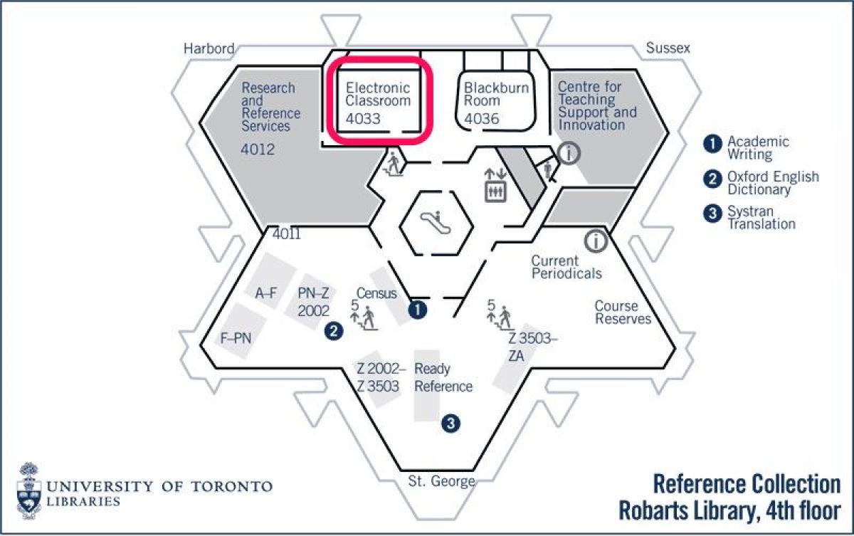 Kaart university of Toronto Robarts library elektroonilise klassiruumis