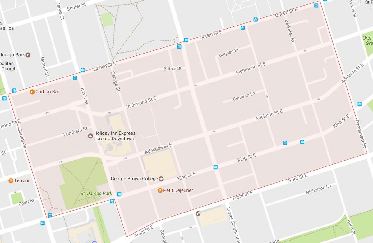 Kaart vanalinna naabruses Toronto