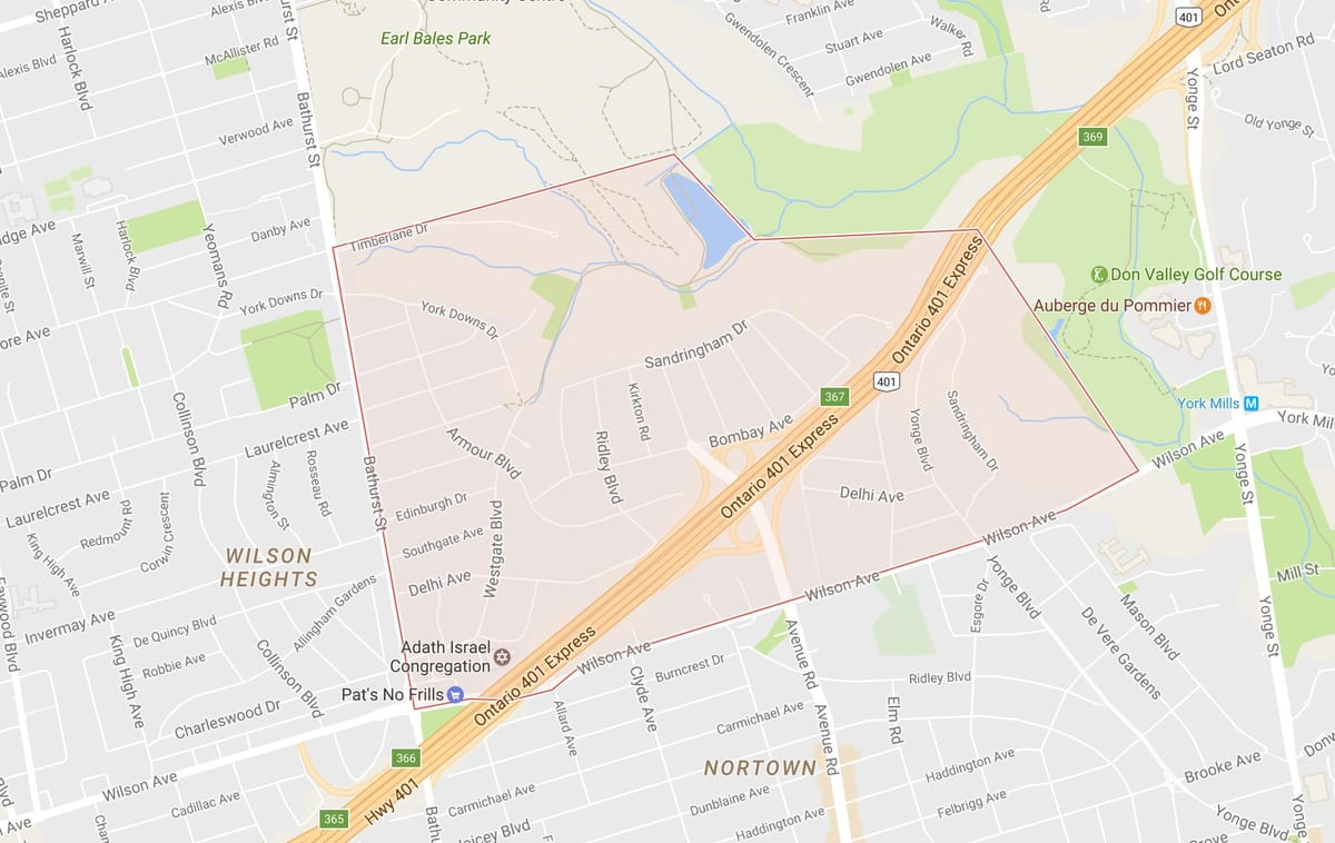 Kaart Vestid Kõrgused naabrus-Toronto
