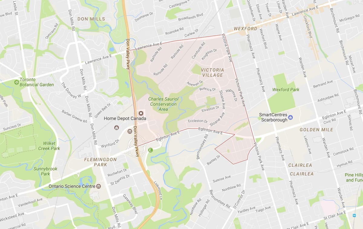 Kaart Victoria Küla naabrus-Toronto
