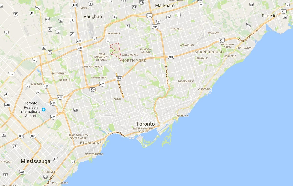 Kaart Westminster–Branson linnaosa Toronto