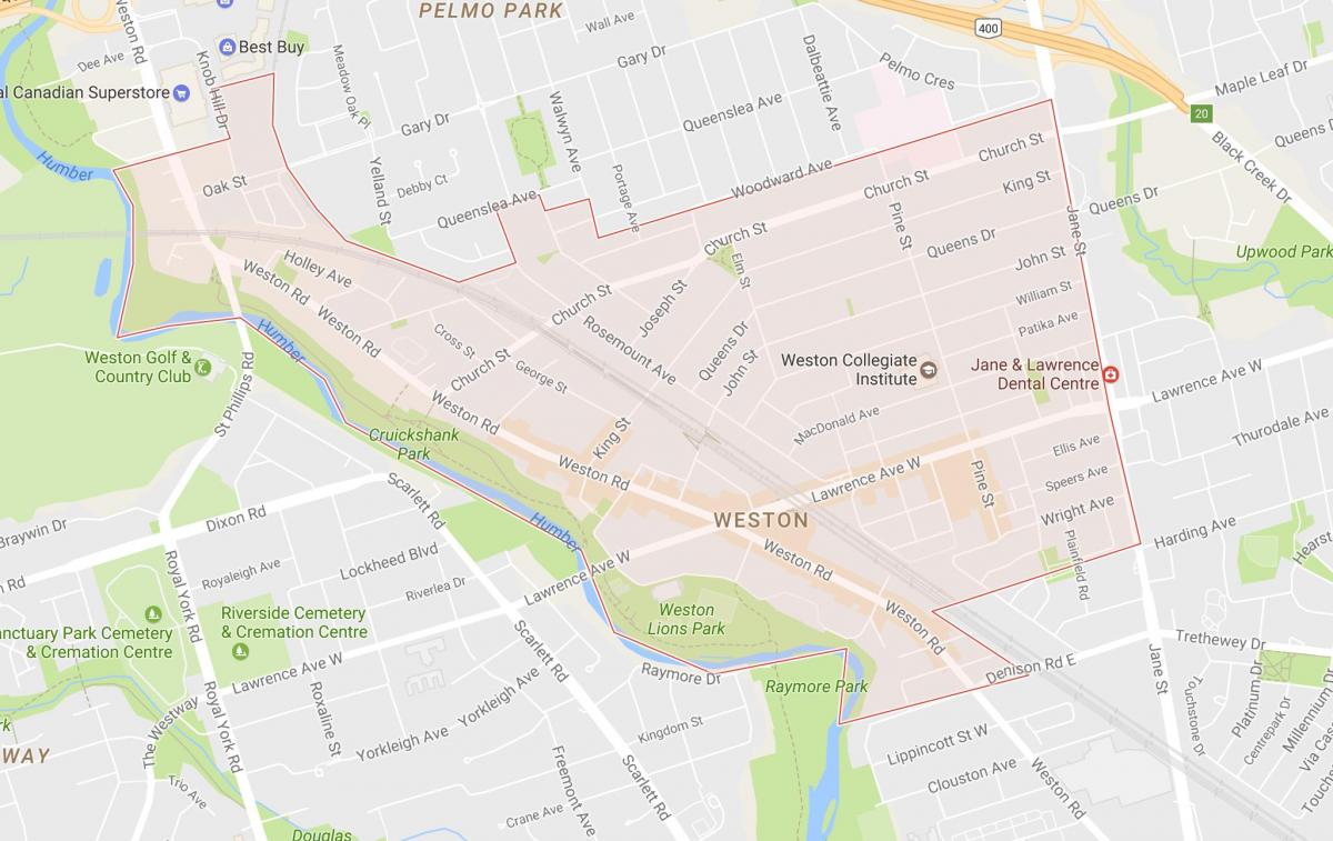 Kaart Weston naabrus-Toronto
