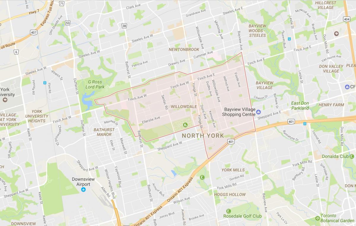 Kaart Willowdale naabrus-Toronto