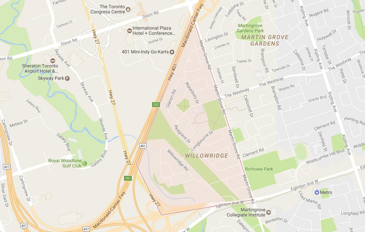 Kaart Willowridge naabrus-Toronto