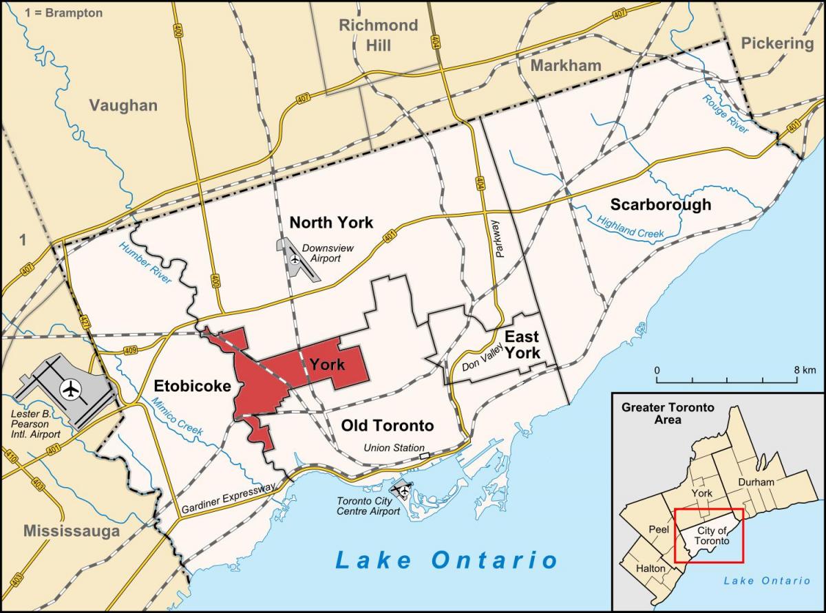 Kaart York Toronto