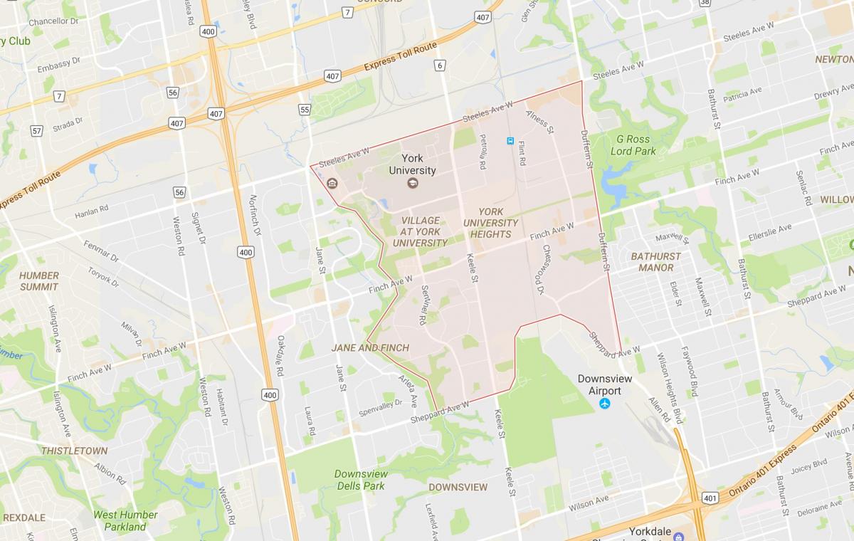 Kaart York University Heights naabrus-Toronto