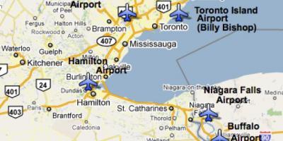 Kaart Lennujaamad lähedal Toronto