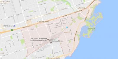 Kaart Mimico naabrus-Toronto