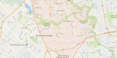 Kaart Rexdale naabrus-Toronto