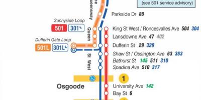 Kaart streetcar line 501 Kuninganna