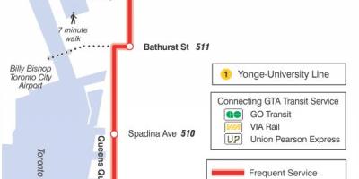 Kaart streetcar line 509 Harbourfront