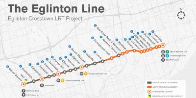 Kaart Toronto Eglinton subway line projekt