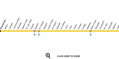 Kaart Toronto metroo liin 1 Yonge Ülikool