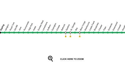 Kaart Toronto metroo liin 2, Bloor-Danforth