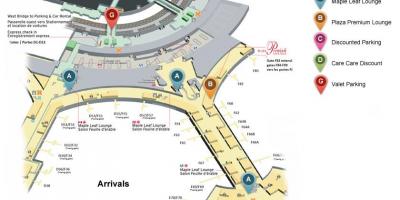 Kaart Toronto Pearson rahvusvaheline lennujaam saabumise terminal