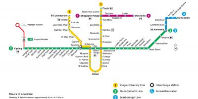 Kaart Toronto TTC metroo
