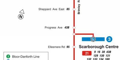 Kaart TTC 21 Brimley buss marsruudil Toronto