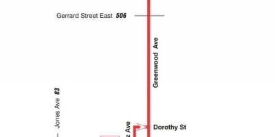 Kaart TTC 31 Greenwood buss marsruudil Toronto